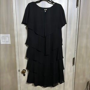 Black Asymmetrical Ruffled Cocktail Dress